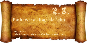 Modrovics Boglárka névjegykártya